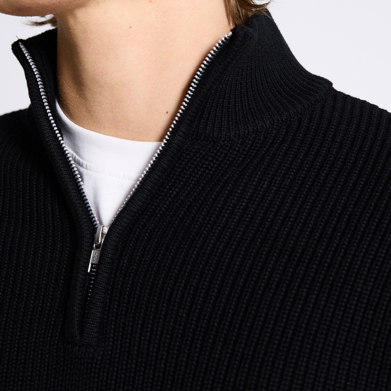 Half-zip knit sweater "Frans" Black